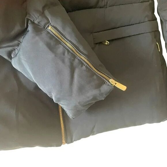 Zara Woman Black Coat Collared Long Sleeve Full Zip Parka Down Winter Jacket L - Picture 7 of 13